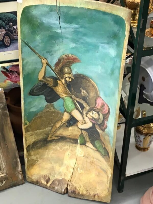 Πίνακας ζωγραφικής , Λεωνίδας αρχαίος Έλληνας ήρωας σε παλιό ξύλο