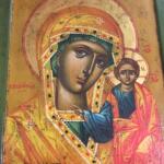 Εικόνα της Παναγίας, ζωγραφική σε παλιό ξύλο με φύλλο χρυσού 24Κ,