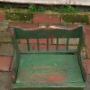 παλιό ξύλινο καναπεδάκι-κάθισμα σε πράσινο χρώμα, παιδικό καθισματάκι με αποθηκευτικό χώρο, παλιό ξύλινο χειροποίητο επιπλάκι